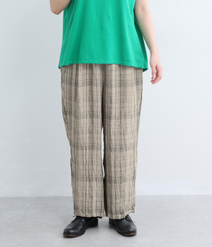 リネンチェックパンツ