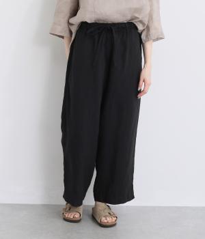 フレンチリネン　パンツ(ブラック-F)