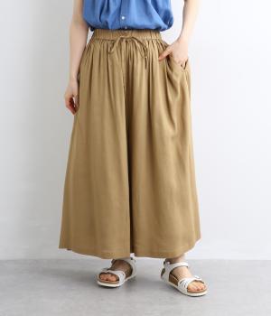 レーヨンリネン　ギャザーワイドパンツ