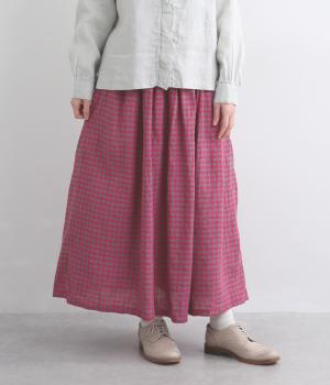 リネンコットンギンガムチェックスカート