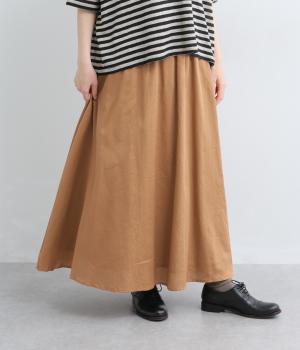 サテン　ハーフサーキュラースカート(キャメル-F)