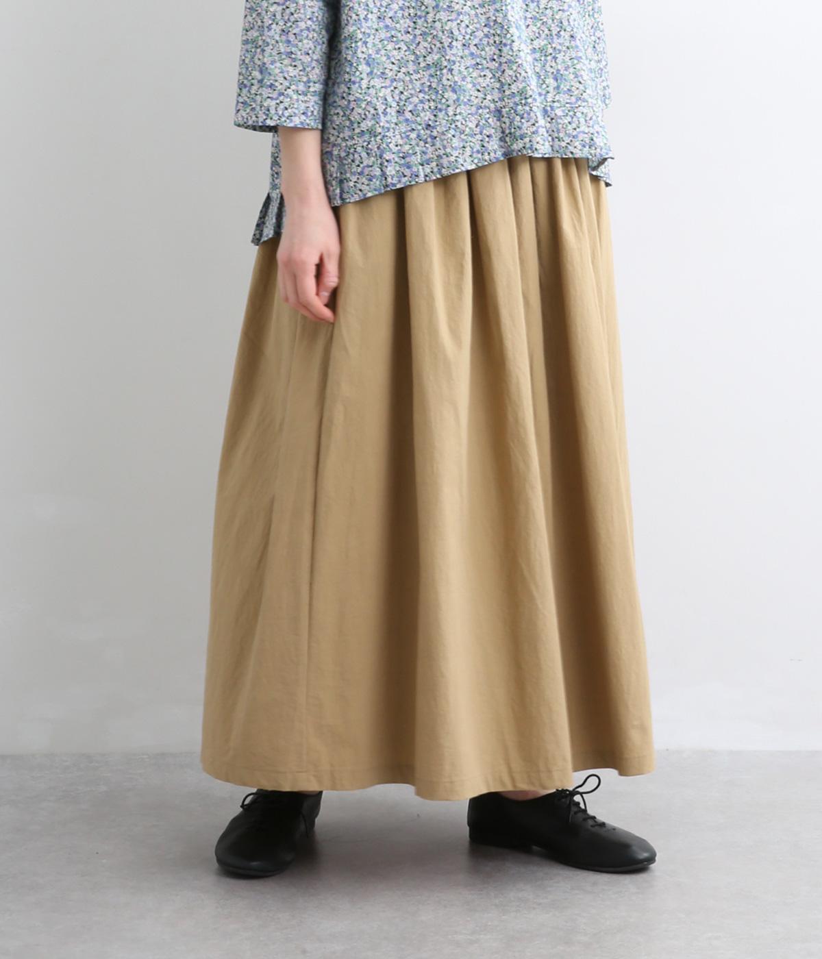 ポプリン　ギャザースカート(ベージュ-F)