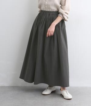 ポプリン　ギャザースカート(チャコール-F)