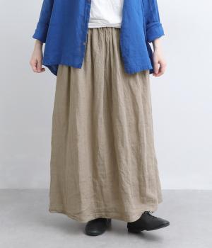 フレンチリネン　ギャザースカート