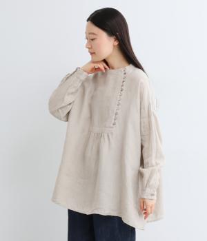 リネンブロード　多ボタンシャツ