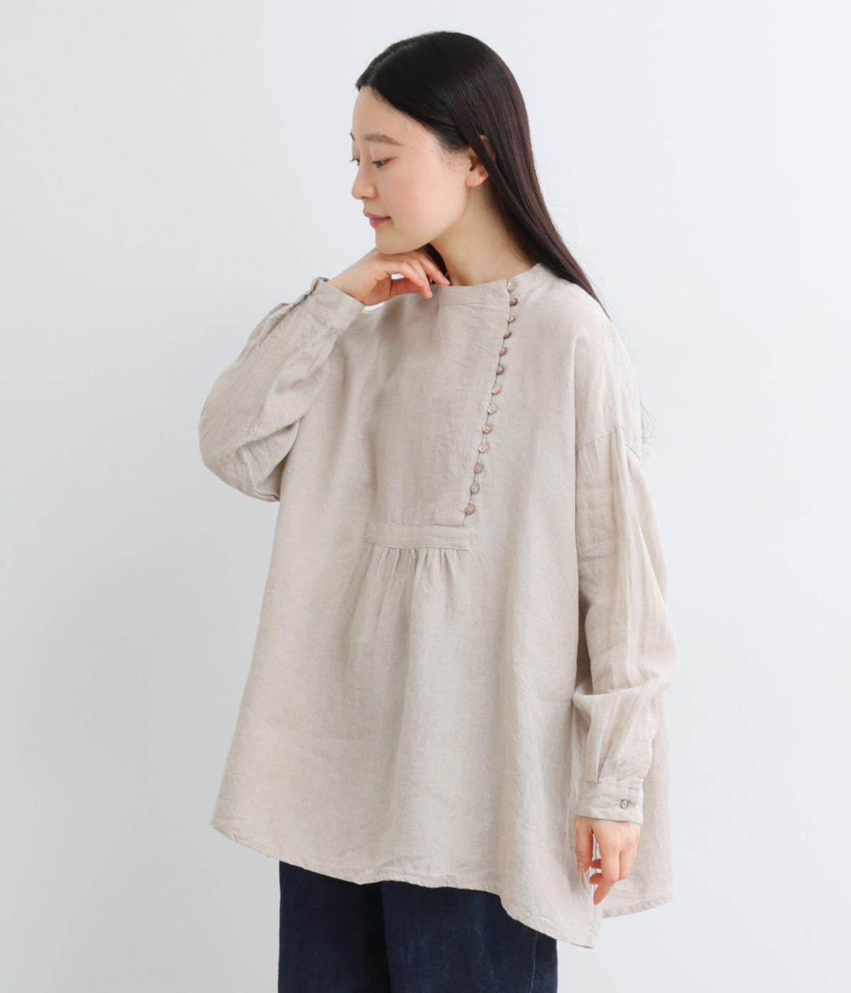 リネンブロード　多ボタンシャツ(ナチュラル-F)