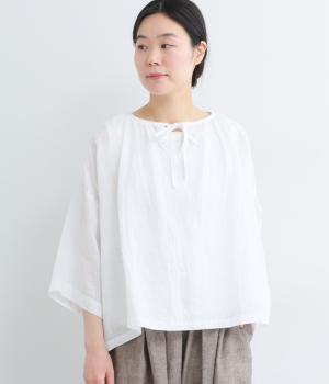 フレンチリネン　スモックブラウス(ホワイト-F)