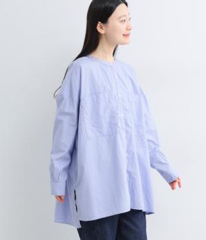 タイプライター　バンドカラーワイドシャツ(ライトブルー-F)