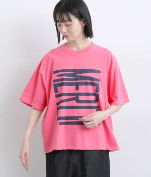 ピグメント　MERCI!　プリントＴシャツ(ピンク-F)