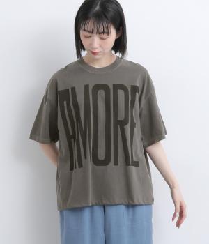 ピグメント　AMORE　プリントＴシャツ(チャコール-F)
