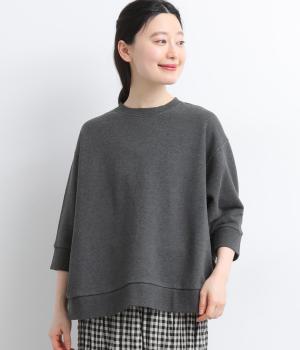 5分袖　裏毛ドルマンスリーブ　プルオーバー(チャコール-F)