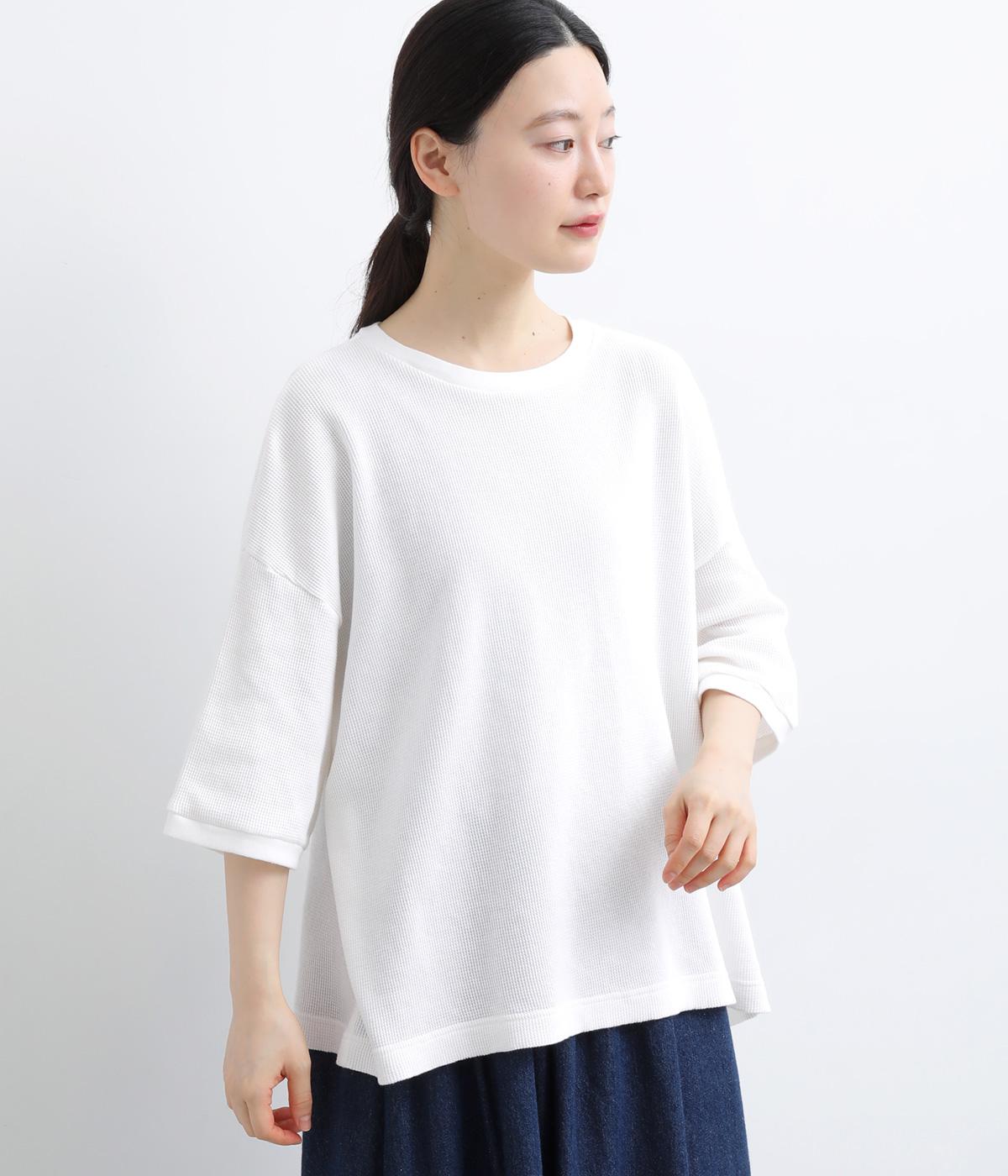 ワッフルコットン　プルオーバー(ホワイト-F)