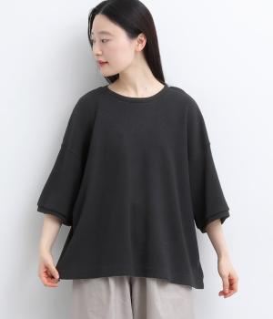 ワッフルコットン　プルオーバー(ブラック-F)