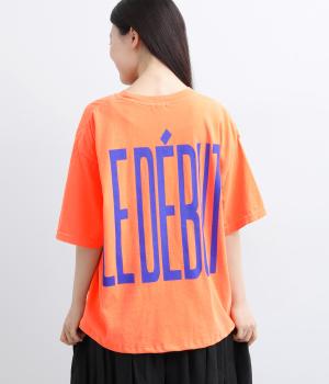 ピグメントTシャツ　”LUNDI” ”LEDEBUT”(オレンジ-F)