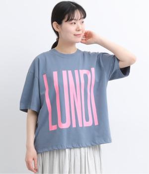 ピグメントTシャツ　”LUNDI” ”LEDEBUT”(ブルー-F)