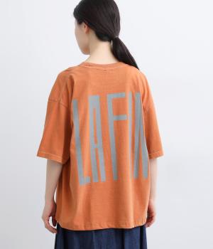 ピグメントTシャツ　”VENDREDI” ”LAFIN”(ダークオレンジ-F)