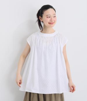 コットンジャカード　スリーブレスブラウス(ウエーブ-F)