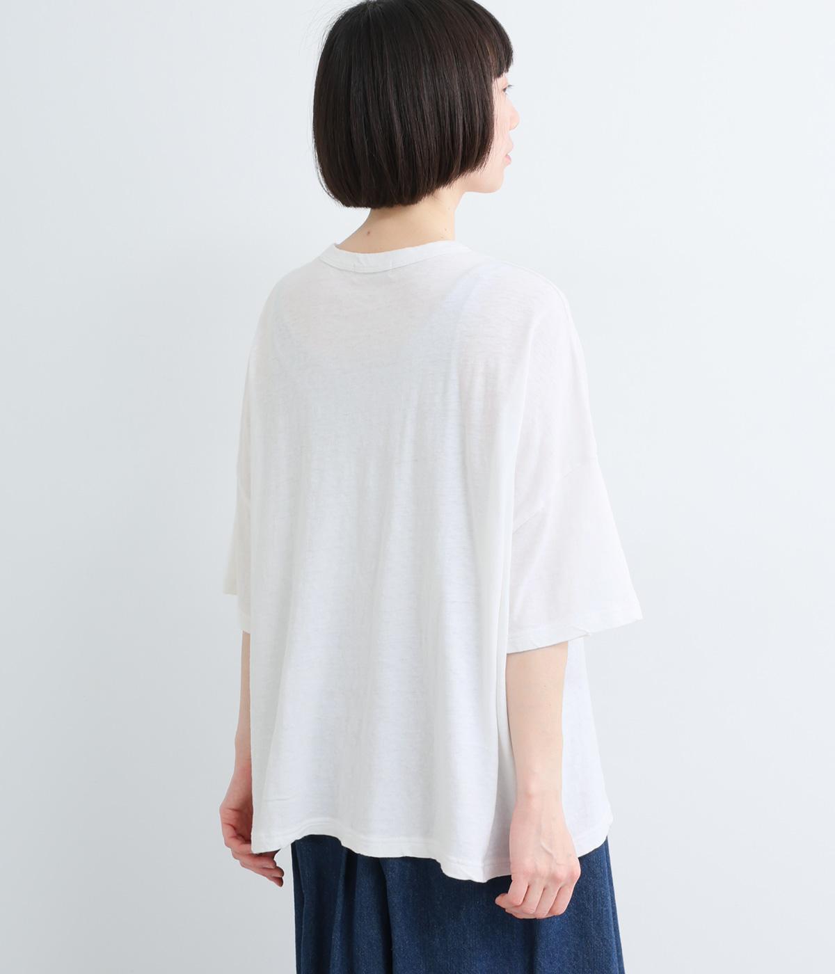 コットン　ワイドTシャツ(ホワイト-F)