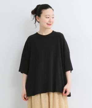 コットン　ワイドTシャツ(ブラック-F)
