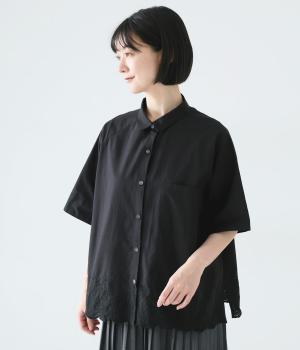 オリジナルスカラップ刺繍シャツ(ブラック-F)