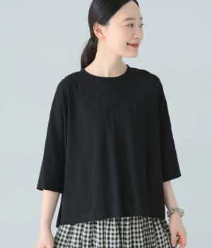 吸水速乾・接触冷感フライス　ワイドプルオーバー(ブラック-F)