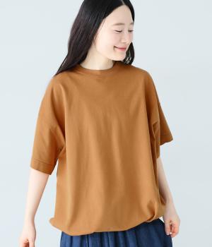 防シミ接触冷感　ドローストリングTシャツ(テラコッタ-F)
