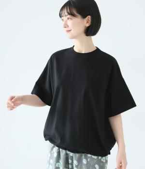 防シミ接触冷感　ドローストリングTシャツ(ブラック-F)