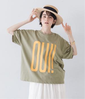 コットンピグメントTシャツ　OUI！NON！(カーキ-F)