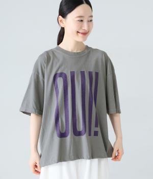 コットンピグメントTシャツ　OUI！NON！(グレー-F)