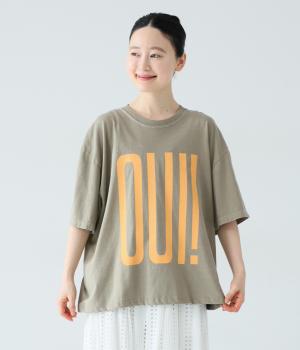 【6月下旬発売予定】コットンピグメントTシャツ　OUI！NON！(チャコール-F)