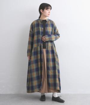 リネンコットンタータンチェックドレス
