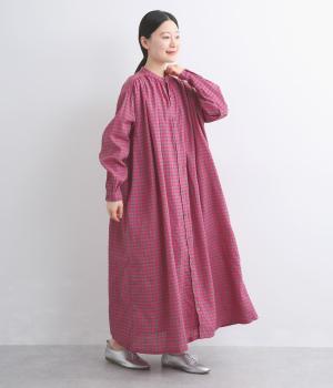 リネンコットンギンガムチェックドレス