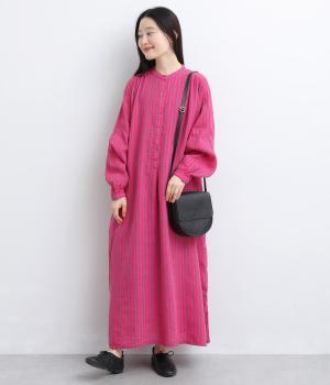 リネンコットンストライプドレス