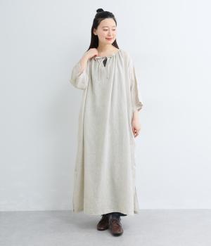 フレンチリネン　スモックワンピース