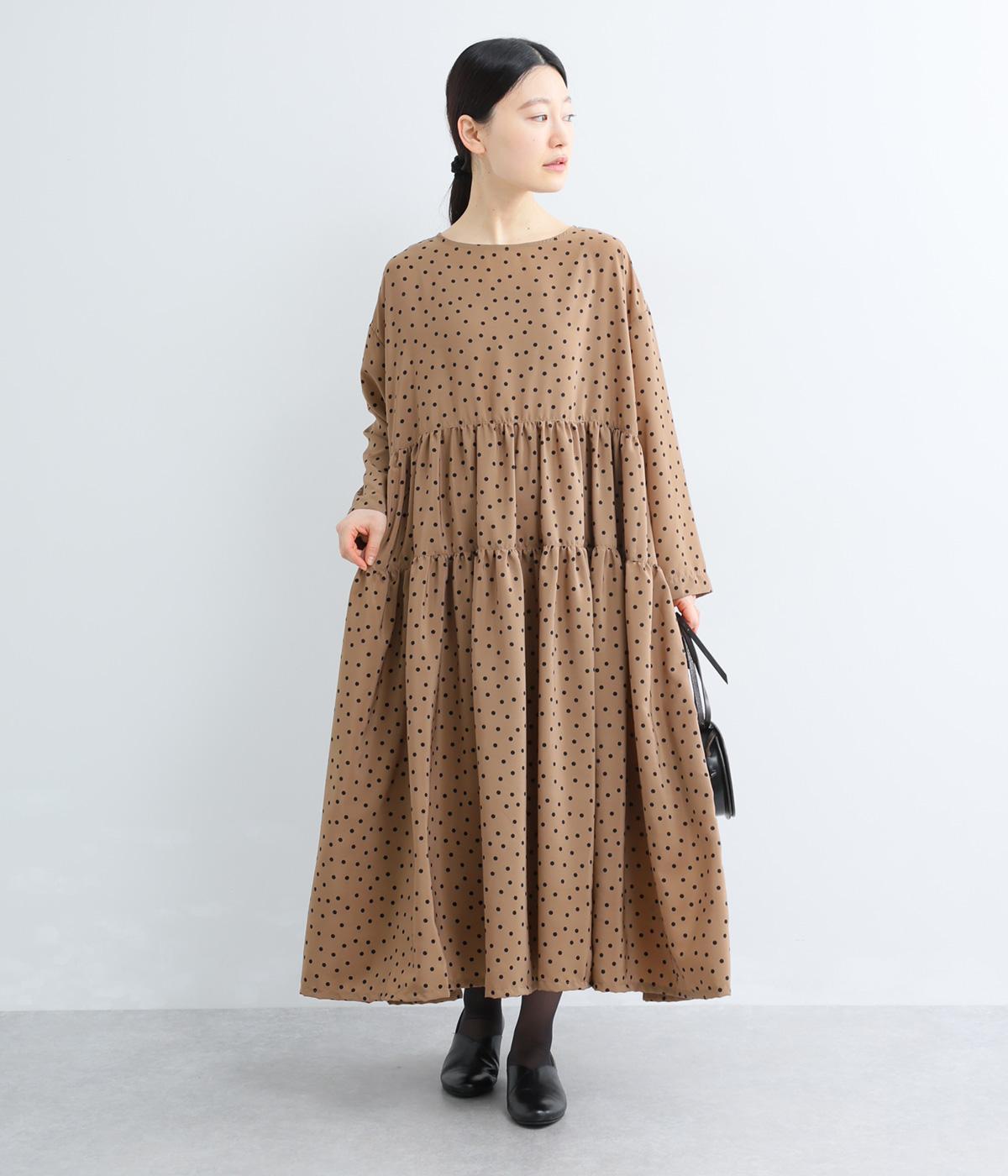 ドット　ティアードワンピース(モカ-F)