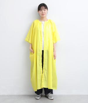 コットンローン　ギャザーラグランワンピース(イエロー-F)