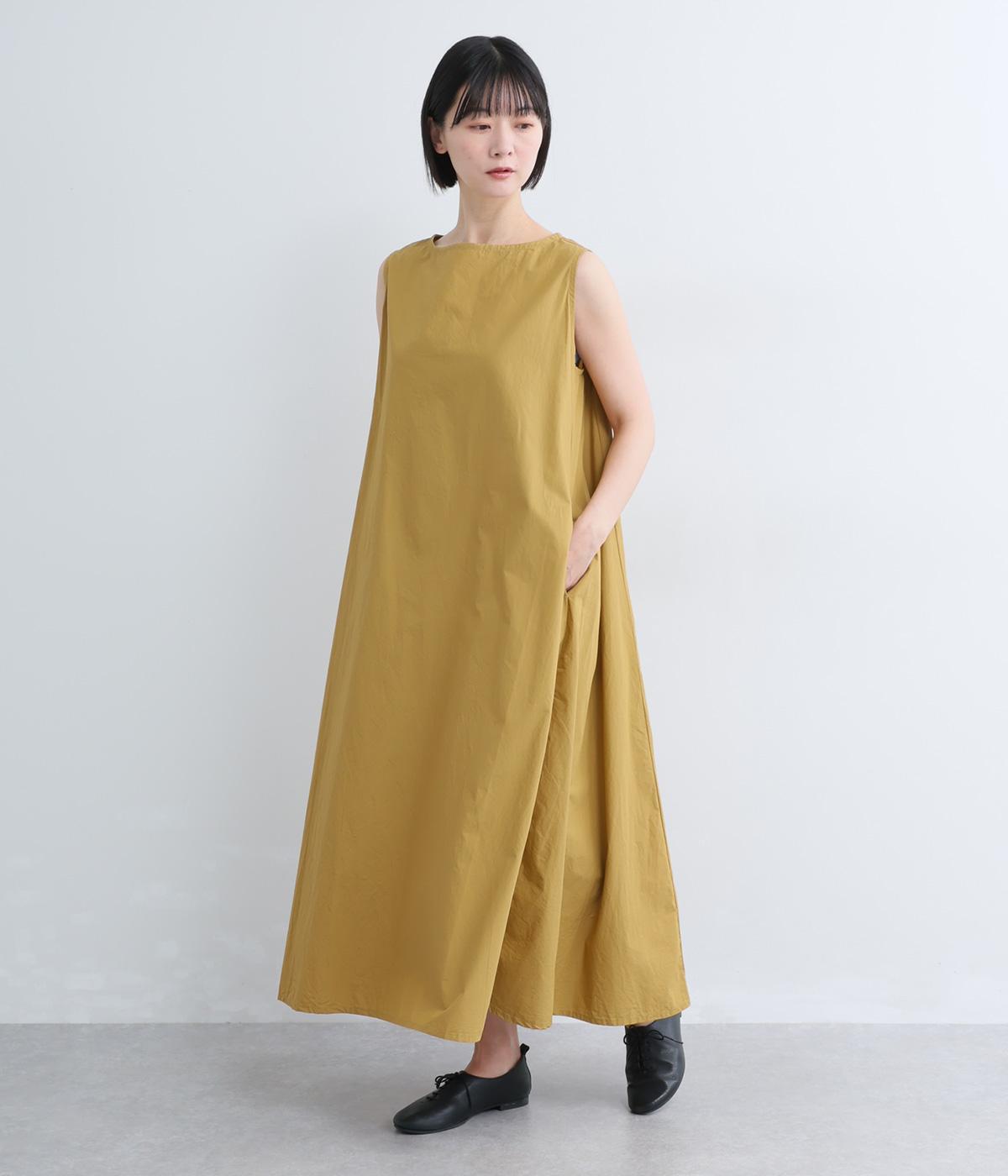 コットンタイプライター　ノースリーブワンピース(ゴールド-F)