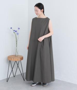 コットンタイプライター　ノースリーブワンピース(チャコール-F)