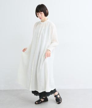 インディゴ　リネンワンピース(ホワイト-F)