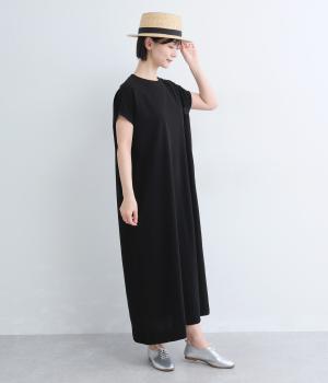 コットン　スリーブレスワンピース(ブラック-F)