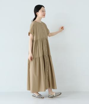 コットンブロード　ティアードワンピース(ベージュ-F)