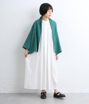 レーヨンリネン　ピンタックノースリーブワンピース(ホワイト-F)