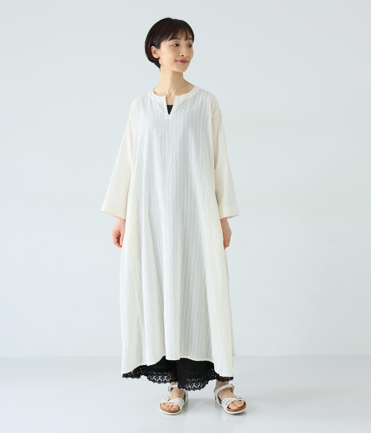 コットンリネンサッカーストライプ ワンピース｜ichi（イチ）の商品詳細