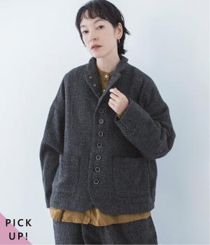 ウール千鳥柄ジャケット（チャコール・F）