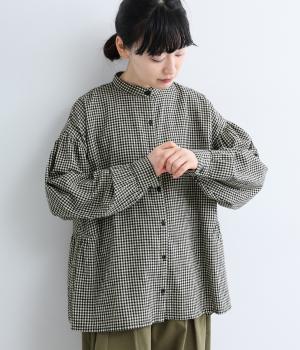コットンリネン起毛チェックシャツ(スモールギンガム-F)