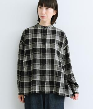 コットンリネン起毛チェックシャツ(チェック-F)
