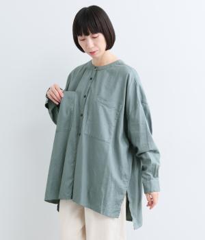 コットンビエラワッシャーシャツ（モスグリーン・F）