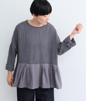 ウールガーゼ　コットンクロスプルオーバー（チャコールグレー・F）