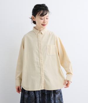 コットン細コール　ビンテージ加工シャツ（アイボリー・F）