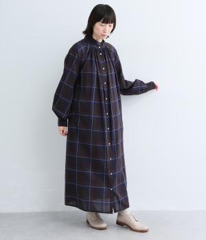 コットンマドラスチェック2wayワンピース(ネイビー-F)